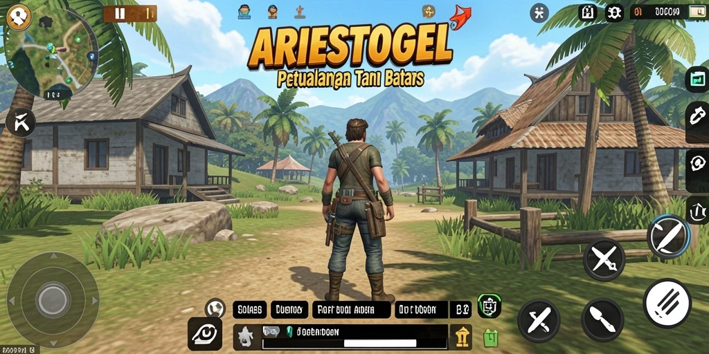 Tampilan gameplay menarik di dunia terbuka ARIESTOGEL.