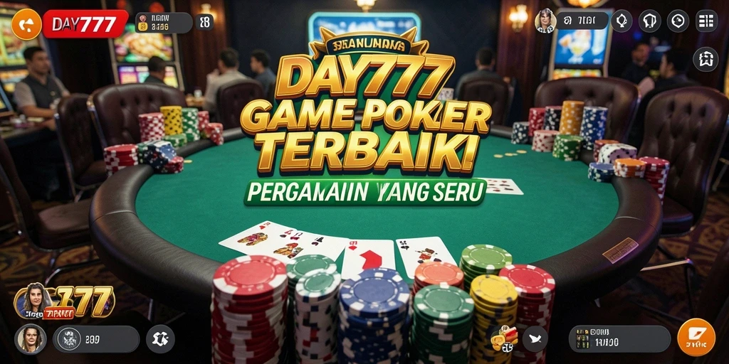 Screenshot DAY777 menampilkan pemain sedang beraksi di meja poker.