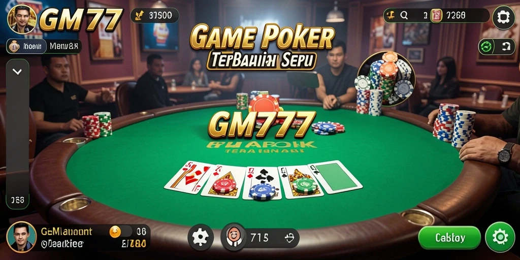 Screenshot gameplay GM777 menampilkan aksi seru permainan Poker.