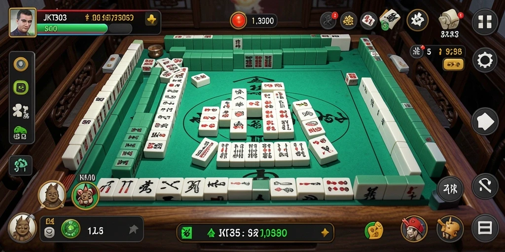Screenshot utama JKT303 menunjukkan gameplay Mahjong yang menarik dan mendebarkan.