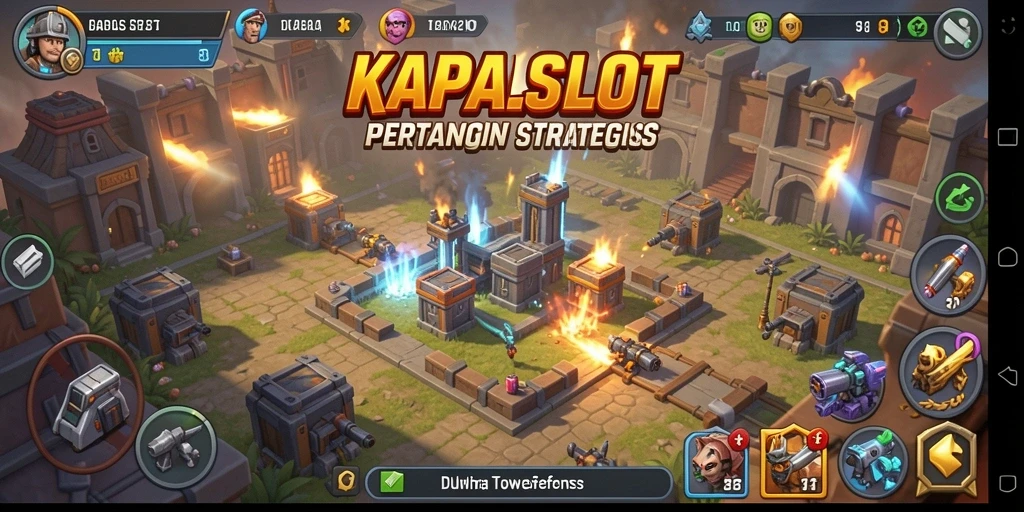 Gameplay KAPALSLOT yang intens dan strategis dalam Tower Defense.