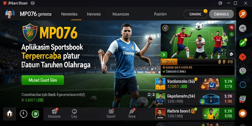 Screenshot MPO76 menampilkan antarmuka taruhan olahraga yang dinamis dan interaktif.