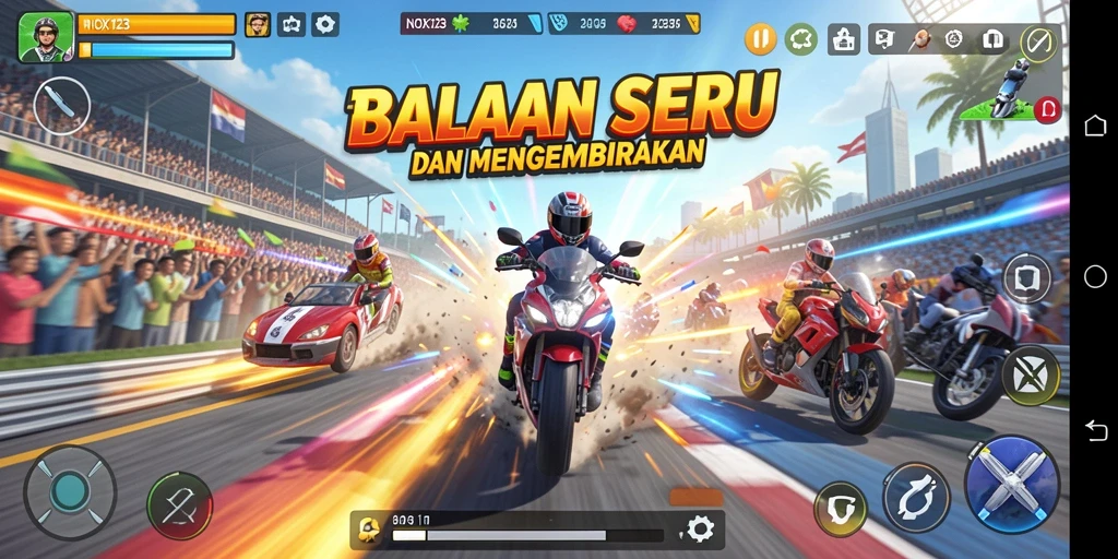 Tampilan gameplay Racing yang mendebarkan di NOX123.