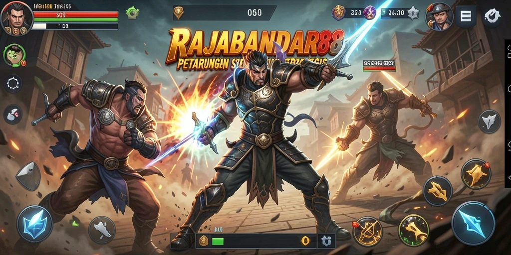 Screenshot gameplay RAJABANDAR88 menampilkan pertempuran yang menegangkan dan karakter yang unik.