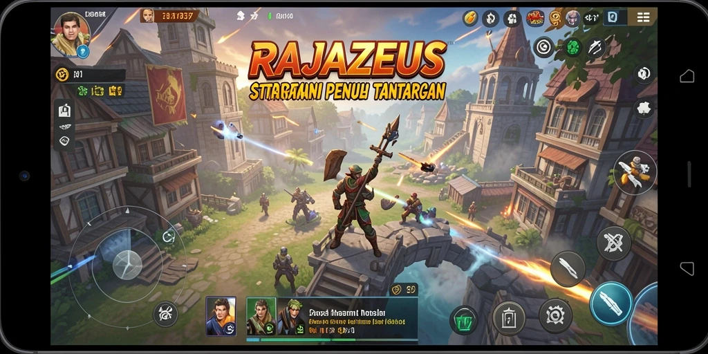 Tampilan gameplay RAJAZEUS yang menakjubkan dan interaktif.
