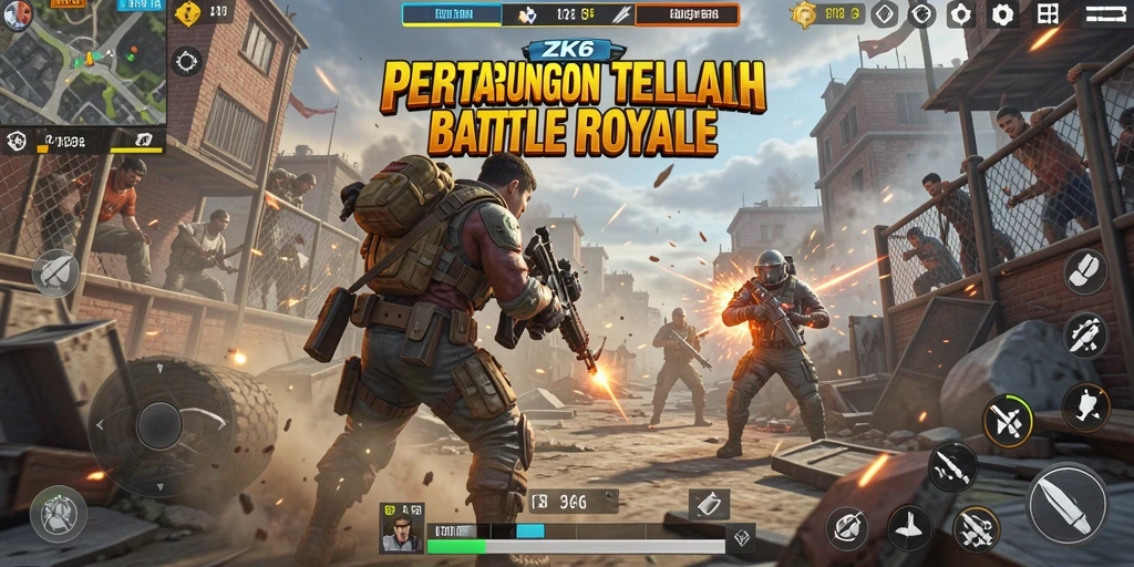Gameplay ZK6 yang intens dan mendebarkan dalam mode Battle Royale.